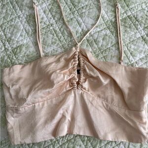 Zara Beige peach Ruched Crop Top